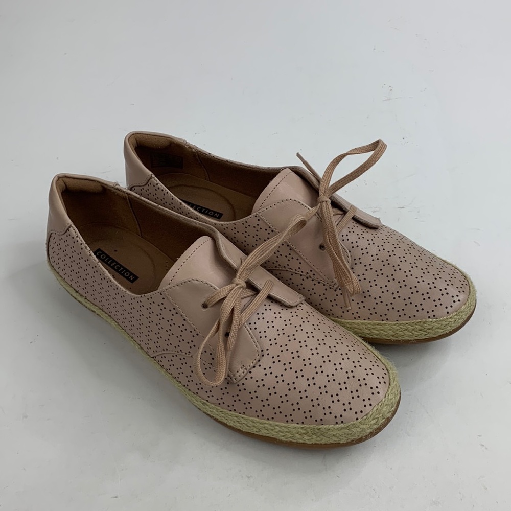 Clarks Collection Soft Cushion Lace shoes Size 9 Nude Beige Espadrille